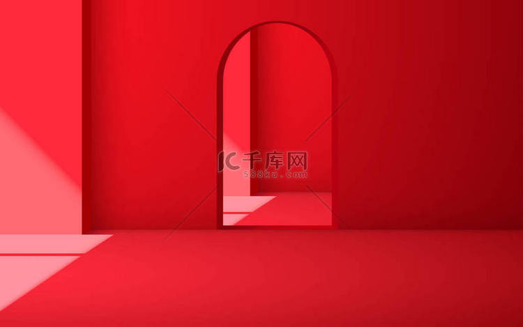 红色的门，从红色房间的窗户透出