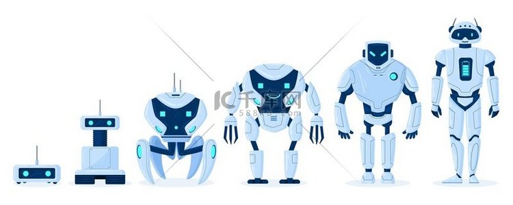 卡通机器人进化，数字机器人角色
