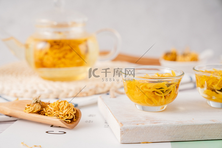 菊花茶茶水茶饮饮品花茶摄影图配