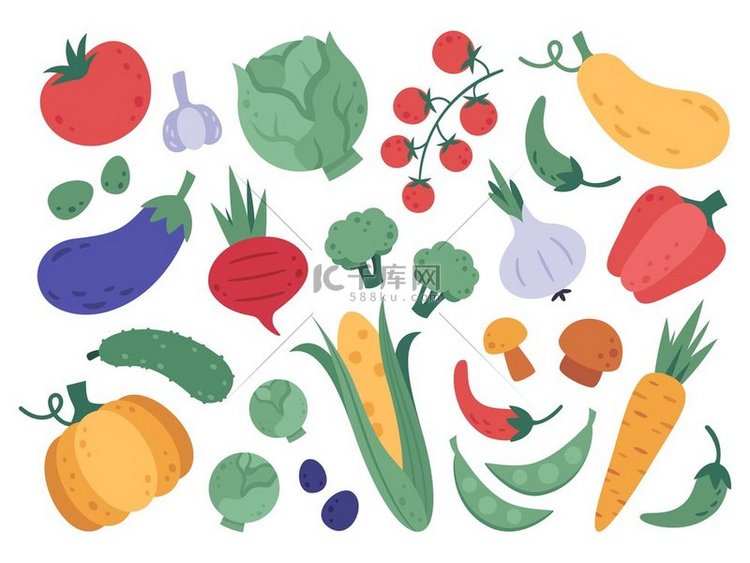 手绘蔬菜农场蔬菜卡通天然产品新