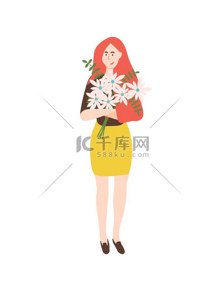 花束矢量中的叶子和花朵，孤立的