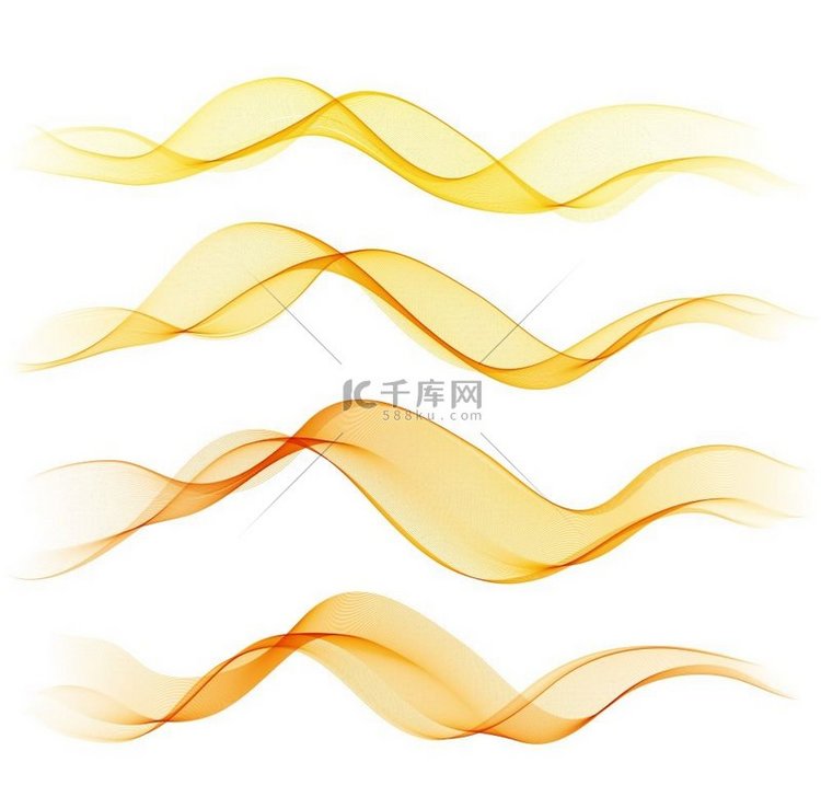 向量集的橙色抽象波浪设计元素。