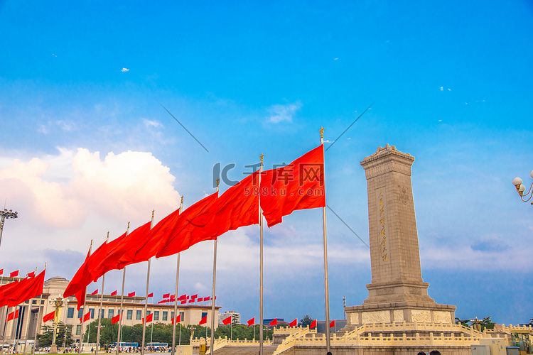 北京天安门天安门广场蓝天红旗摄