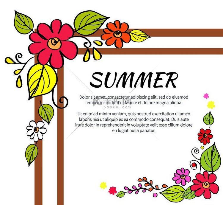 夏季边框由标题和文本样本组成，