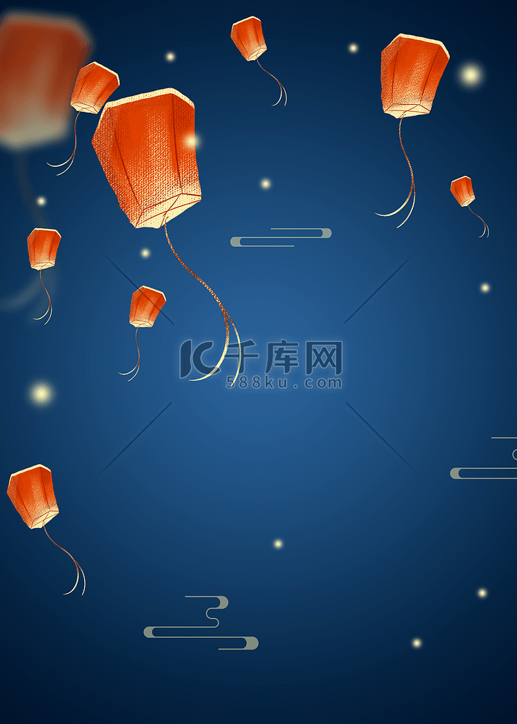 中元节和盂兰盆节天空中飞翔的灯