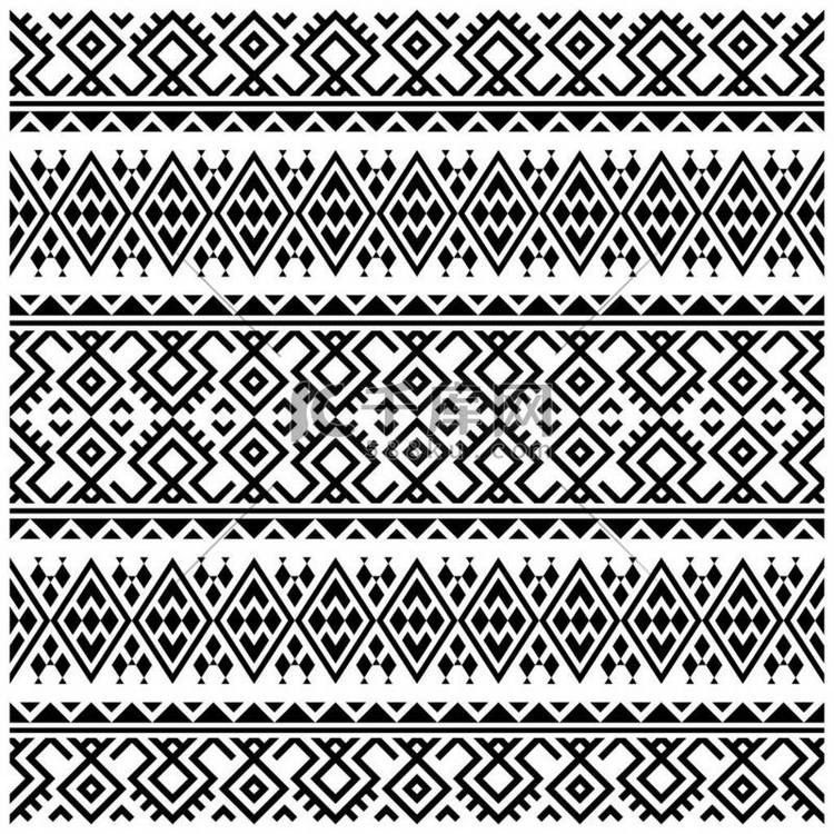 阿兹特克-伊卡特族的黑白图案矢