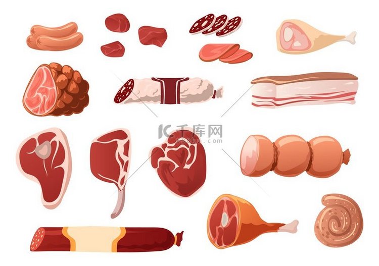 卡通肉制品肉品种类鸡肉猪肉或牛