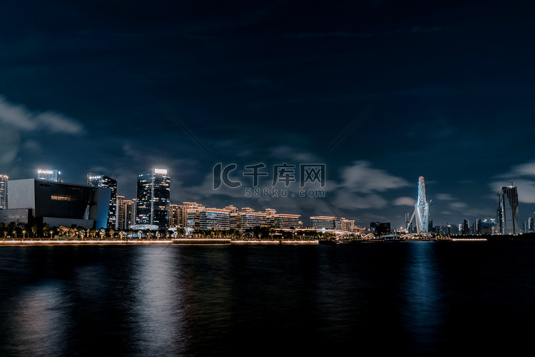 城市建筑风光海景夜景摄影图配图