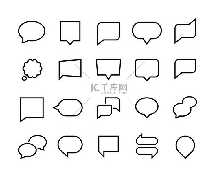 语音气泡线条图标网络聊天表单移