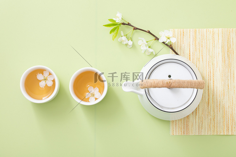 文艺茶白天茶杯和茶壶室内无摄影