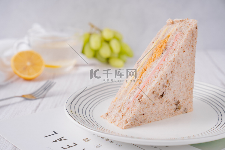 三明治食品美食早餐点心摄影图配