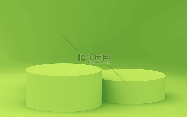 3D绿色圆筒讲台最小工作室背景