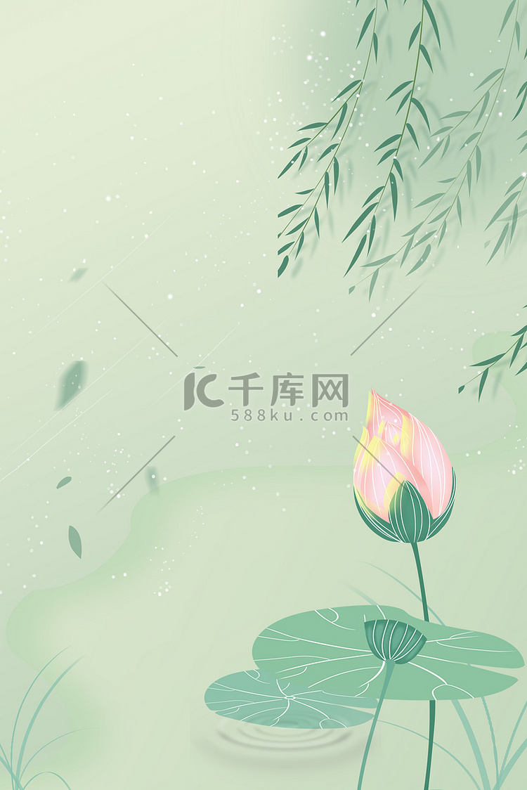 夏季荷花中国风海报背景