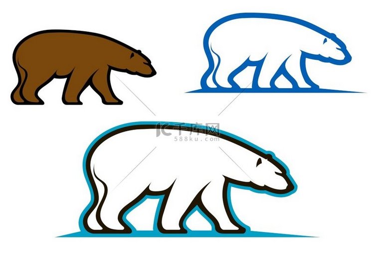 吉祥物设计的野熊标志和轮廓