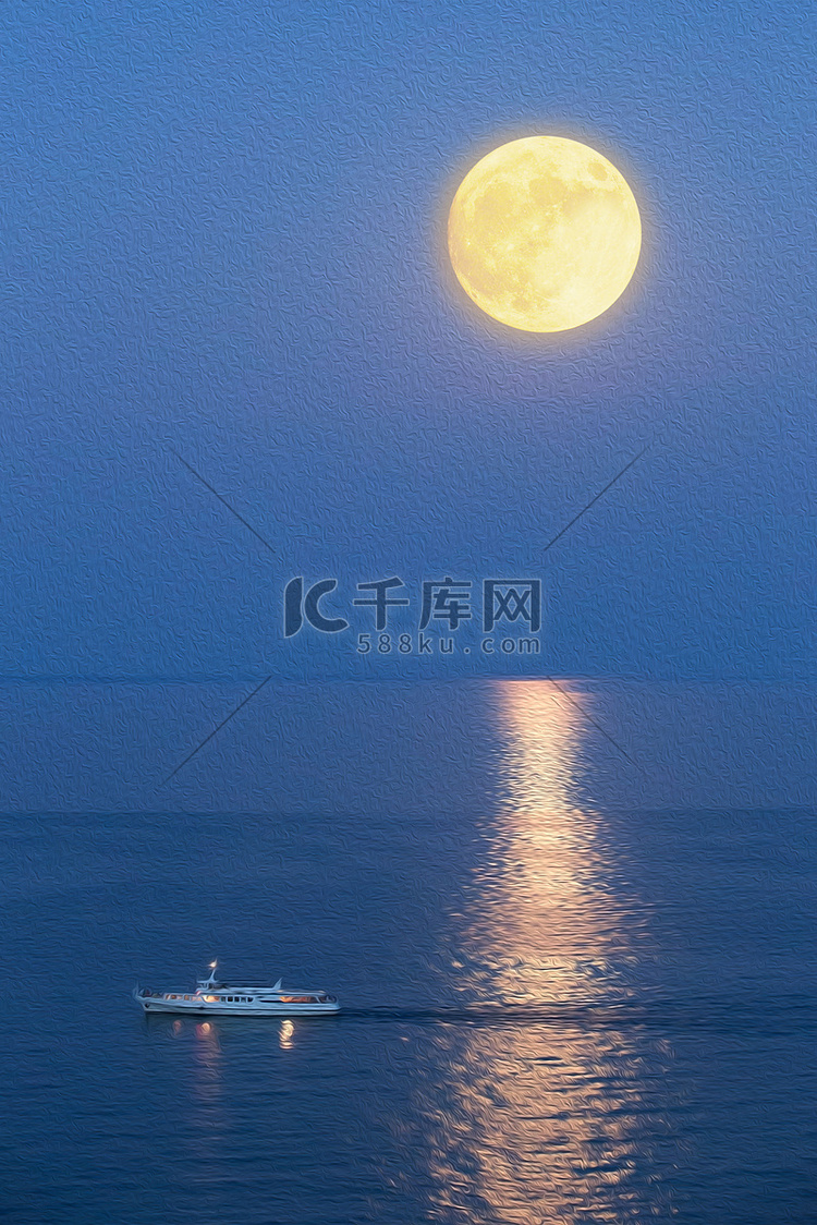 中秋节海报月亮海面