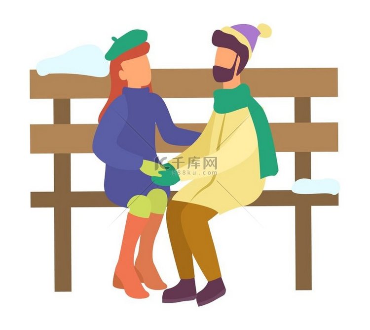 男人和女人坐在木凳上。