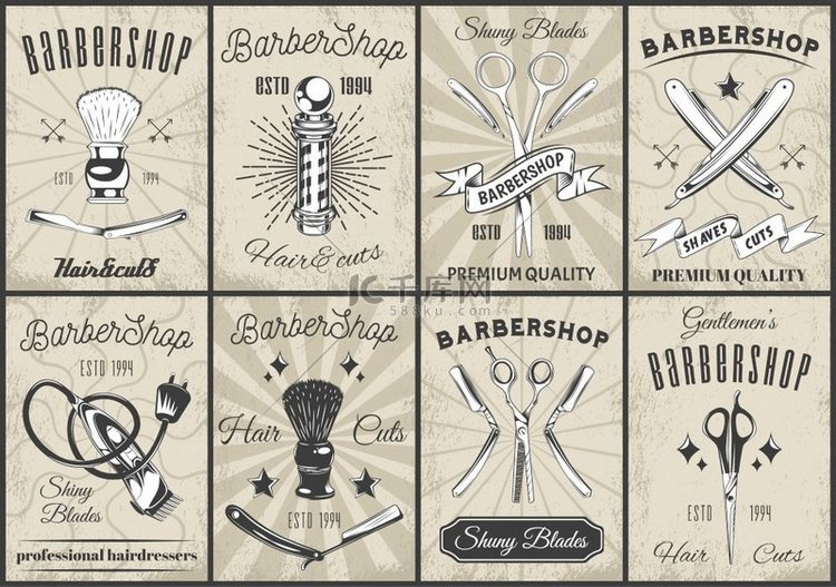 理发店设计海报的集合。