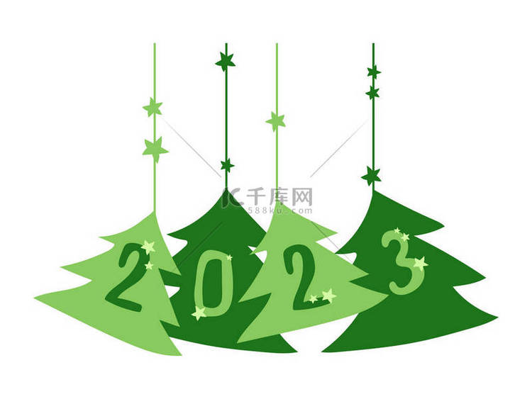 圣诞树用数字2023来说明。新