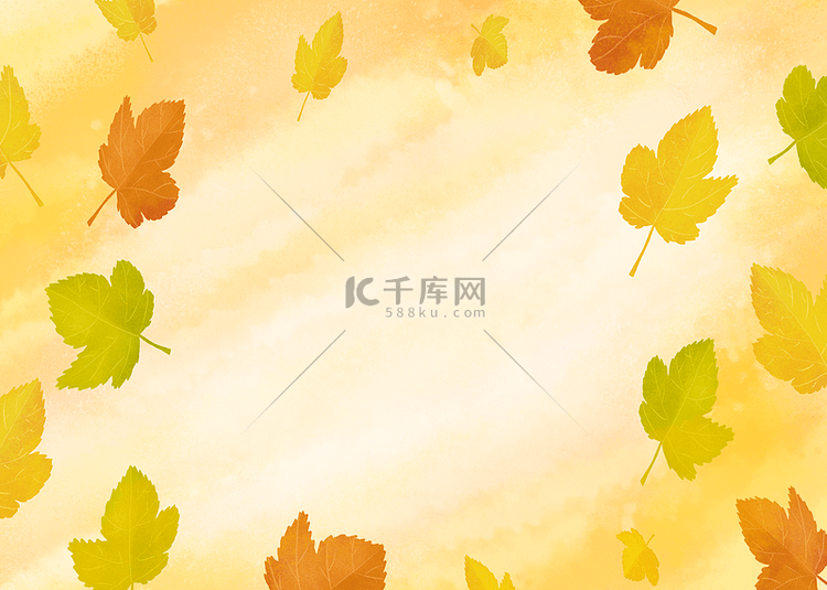 树叶秋季水彩飞舞彩色叶片装饰背