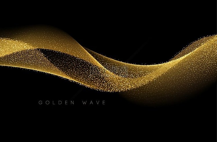 抽象闪亮的彩色金色波浪设计元素