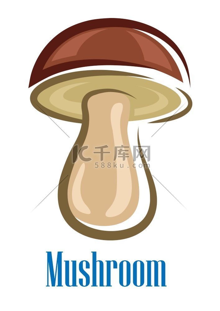 卡通蘑菇棕色帽子隔离在白色上用