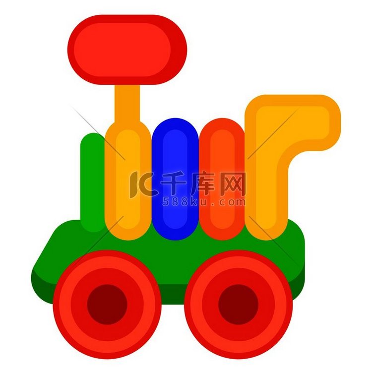 彩色玩具火车第一辆货车，带有大
