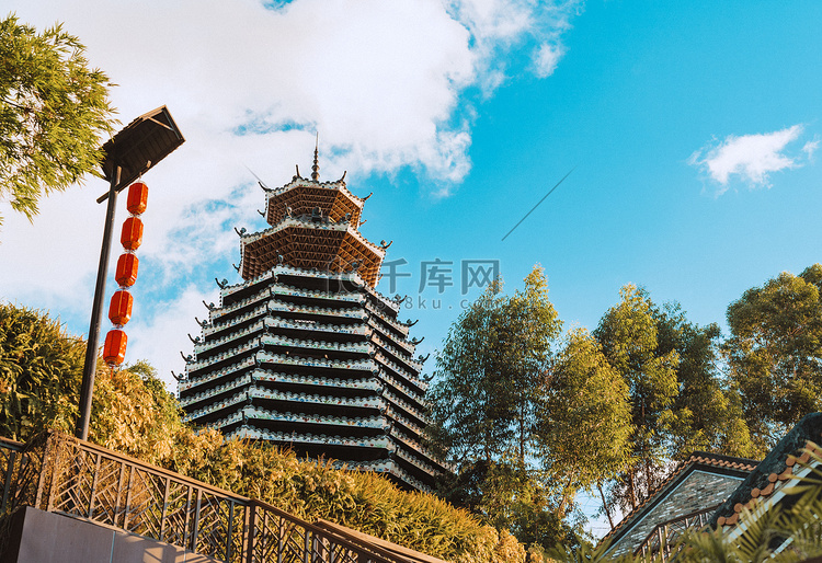 中式古典建筑楼塔景色摄影图配图