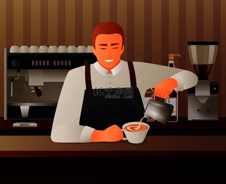 咖啡师和咖啡馆梯度概念与咖啡设
