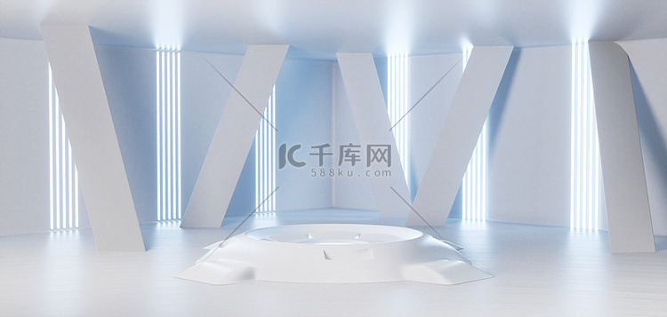 科技展台白色C4D