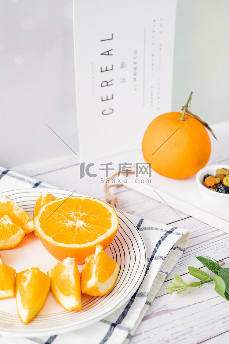 脐橙水果新鲜橙子食品摄影图配图