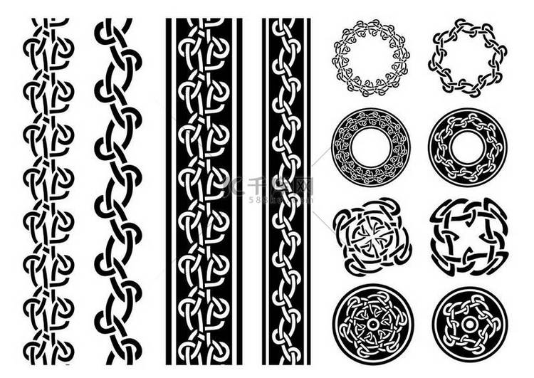 凯尔特语的边框、 模式和环套