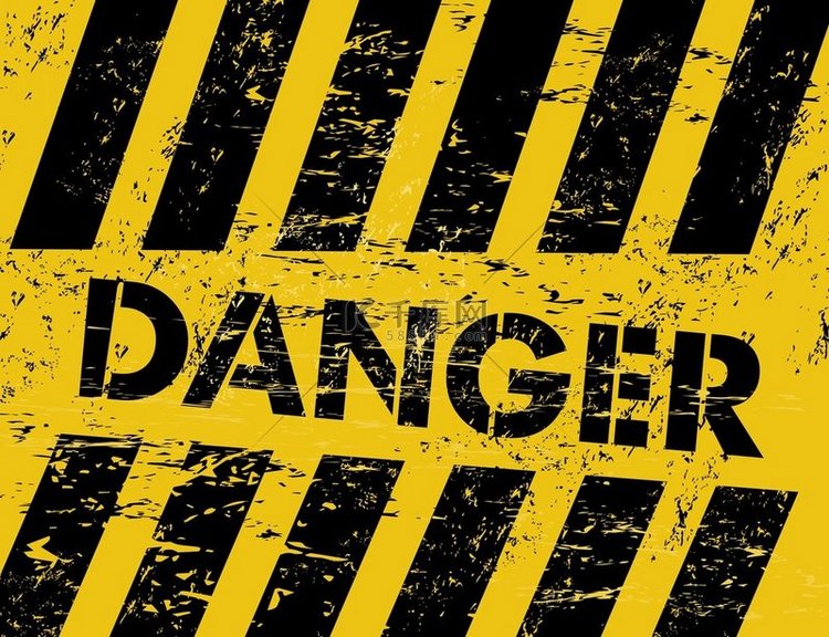 Grunge 黄色和黑色条纹警告背景。