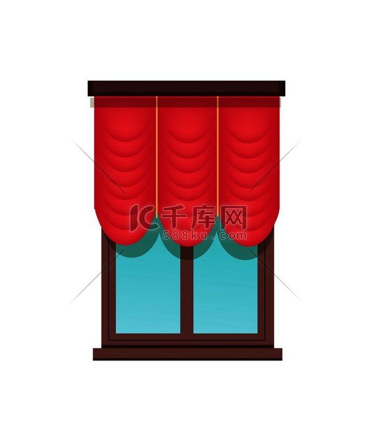 窗口模板，可爱的红色百叶窗，白