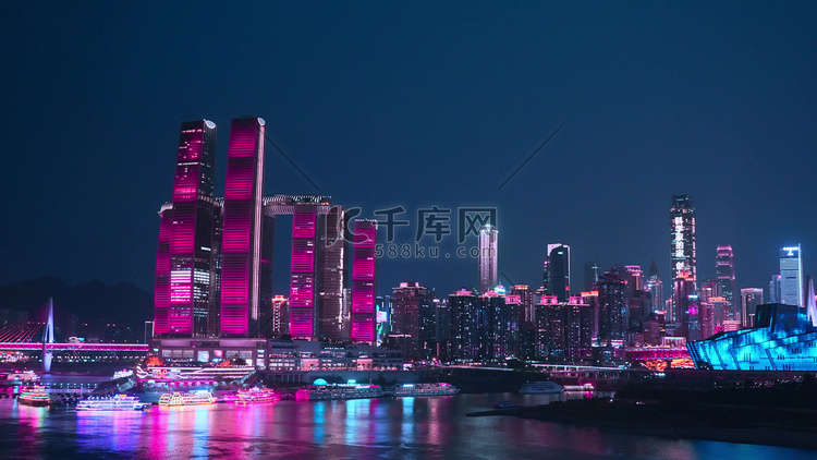 重庆赛博朋克魔幻CBD城市夜景