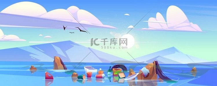 海水表面的塑料垃圾。