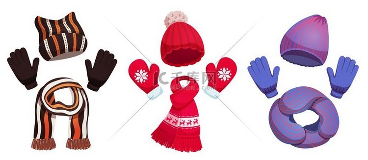 季节性冬季围巾帽子系列，空白背
