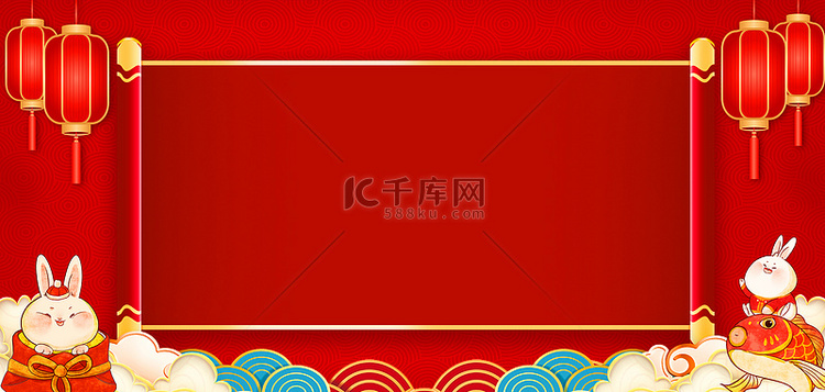 春节放假通知灯笼红色创意背景