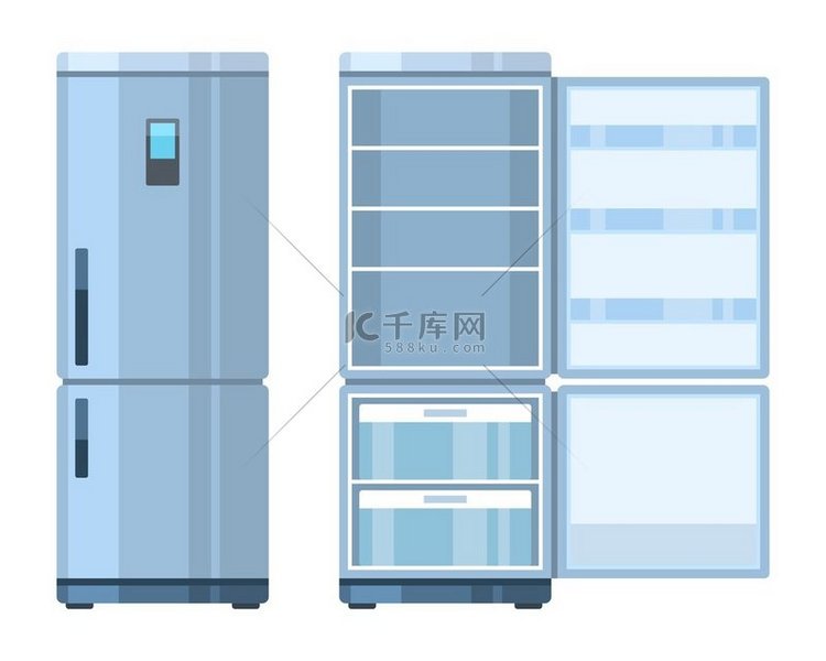 冰箱封闭式和开放式空冰箱厨房家