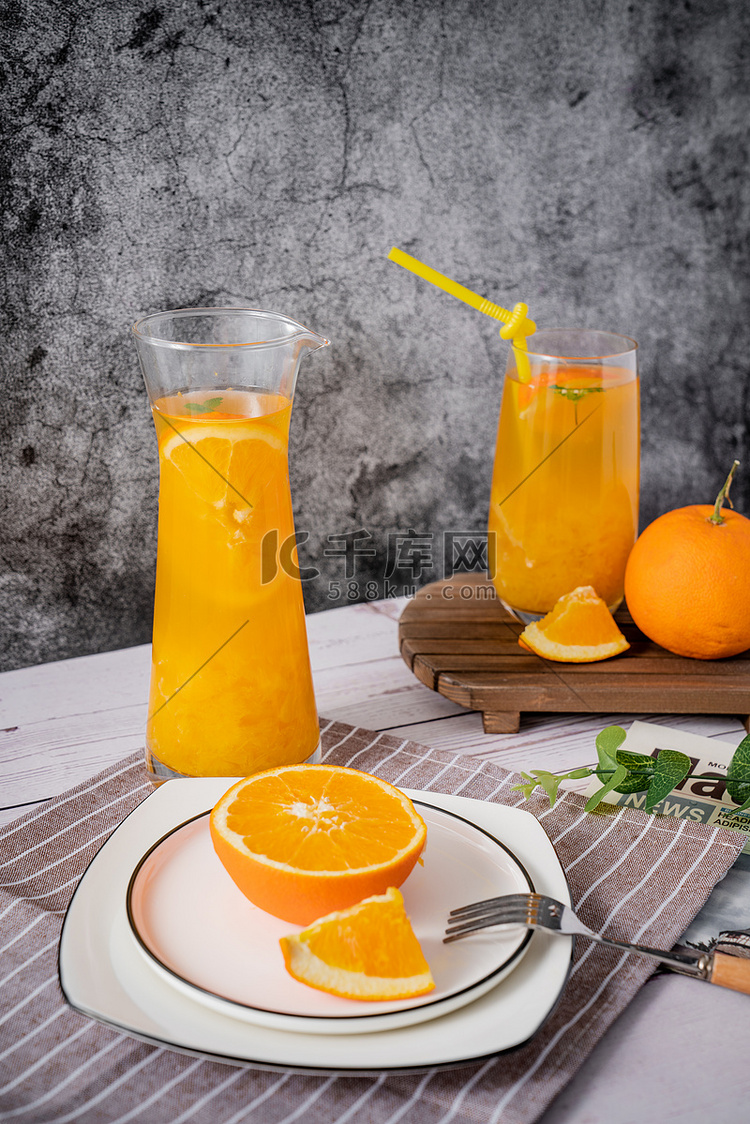 橙汁水果果汁脐橙健康食品饮品摄