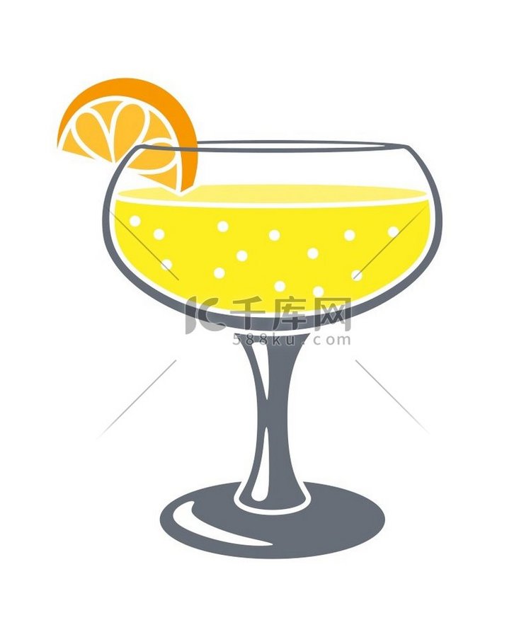 玻璃香槟鸡尾酒的插图。