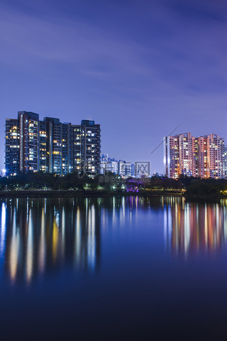 城市园林建筑夜景风光