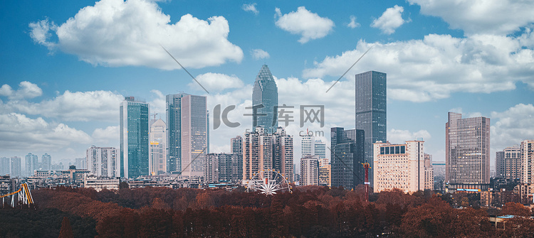 武汉城市建筑群西北湖摄影图