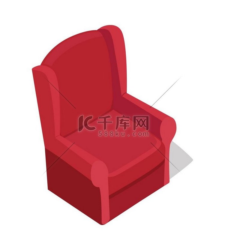 等距投影中的红色扶手椅矢量舒适