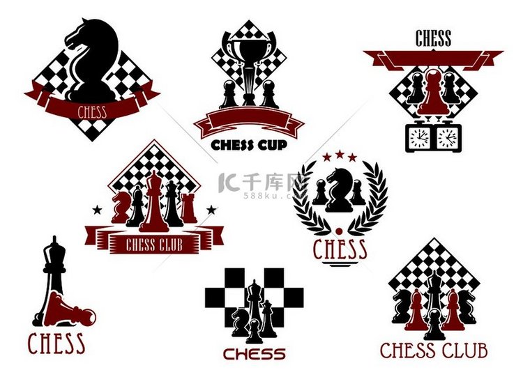 国际象棋游戏或体育俱乐部标志和