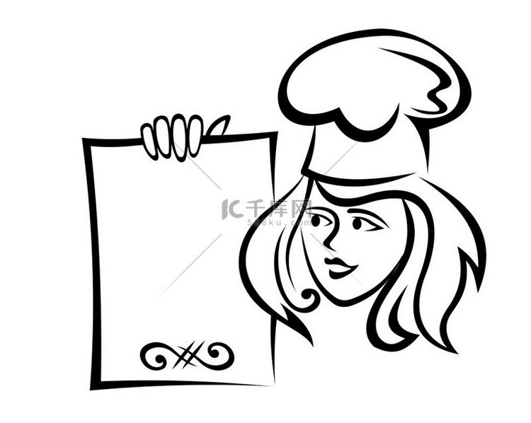 有快餐服务设计的菜单纸的餐馆厨