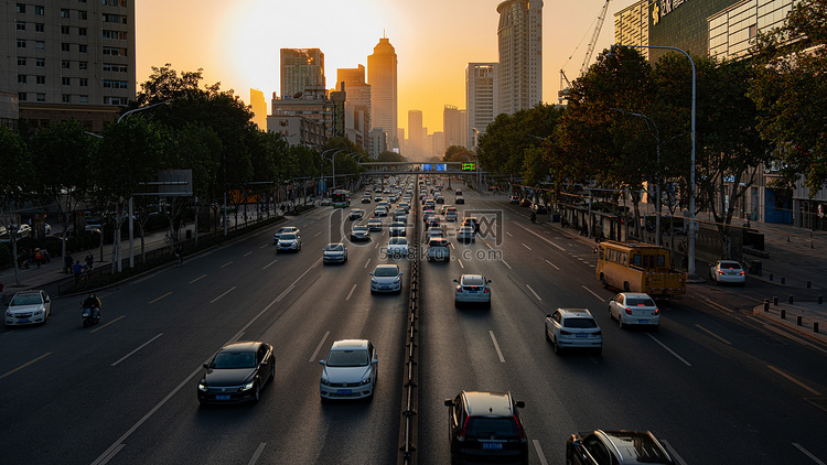 武汉城市街道交通摄影图