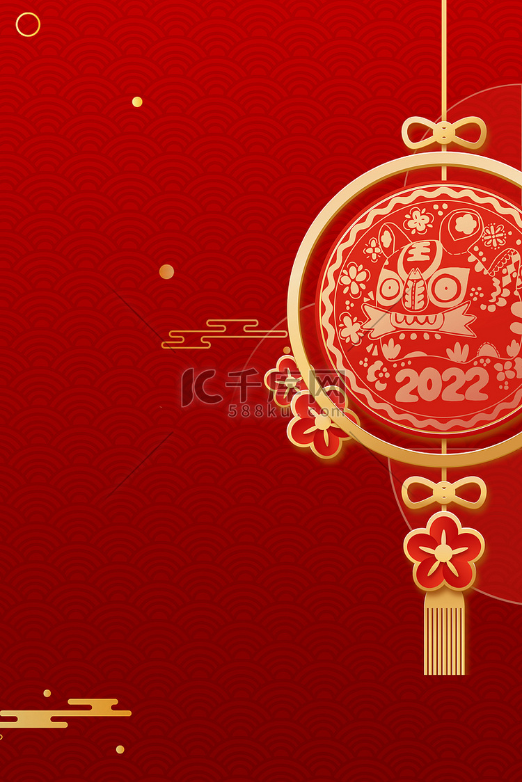 新年春节元旦除夕中国结红色