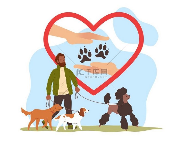 保护狗，动物护理，爱宠物和无家
