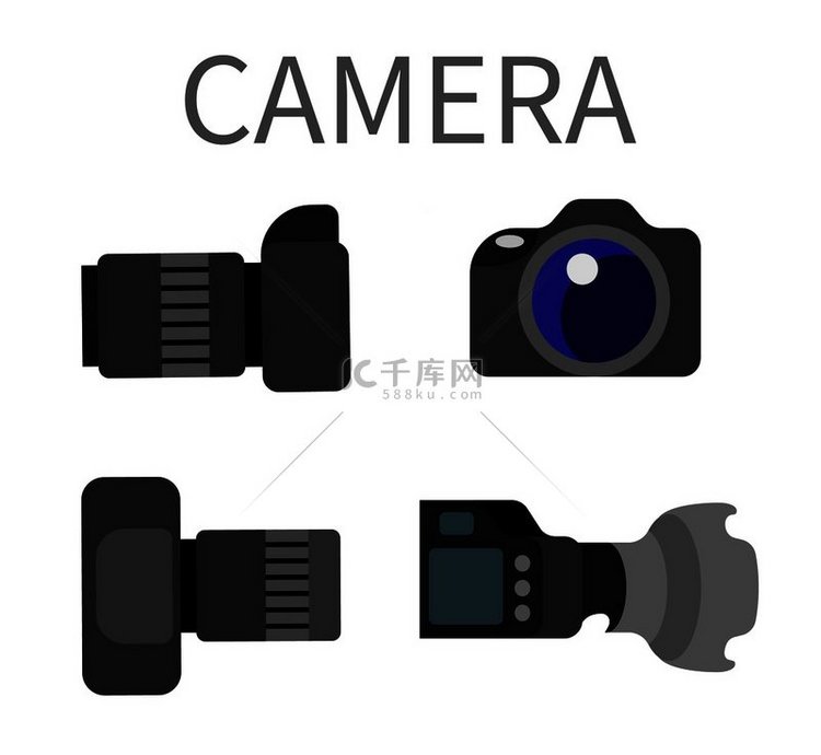 数码相机设置与镜头隔离在白色。