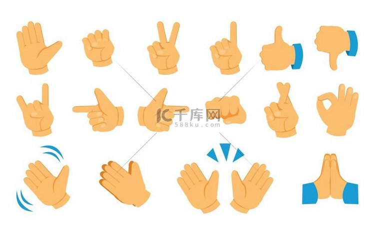 手表情符号社交媒体手势图标竖起